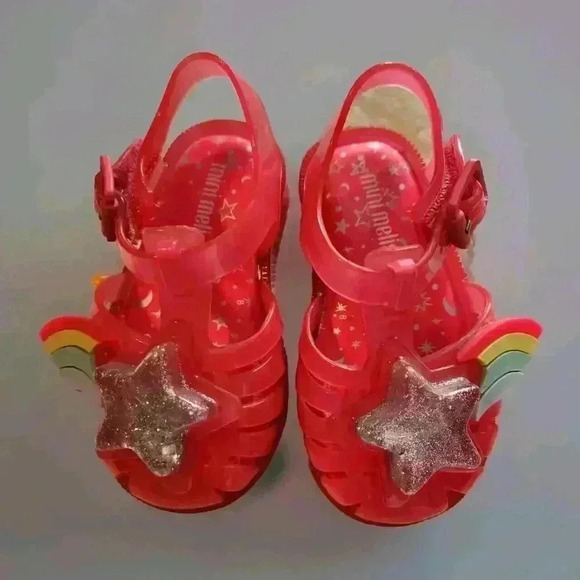 MINI MELISSA‎ SHOOTING STAR PINK GLITTER HAPPY SANDAL FOR TODDLER SIZE 5C GIRLS - Picture 1 of 4